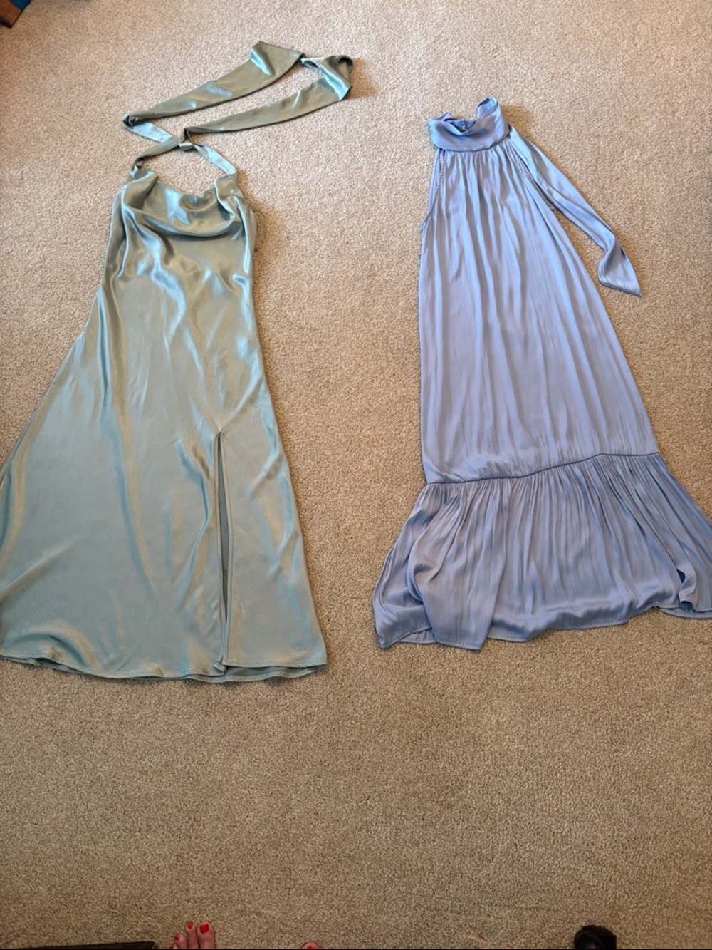 Bundle of 2 satin evening dresses